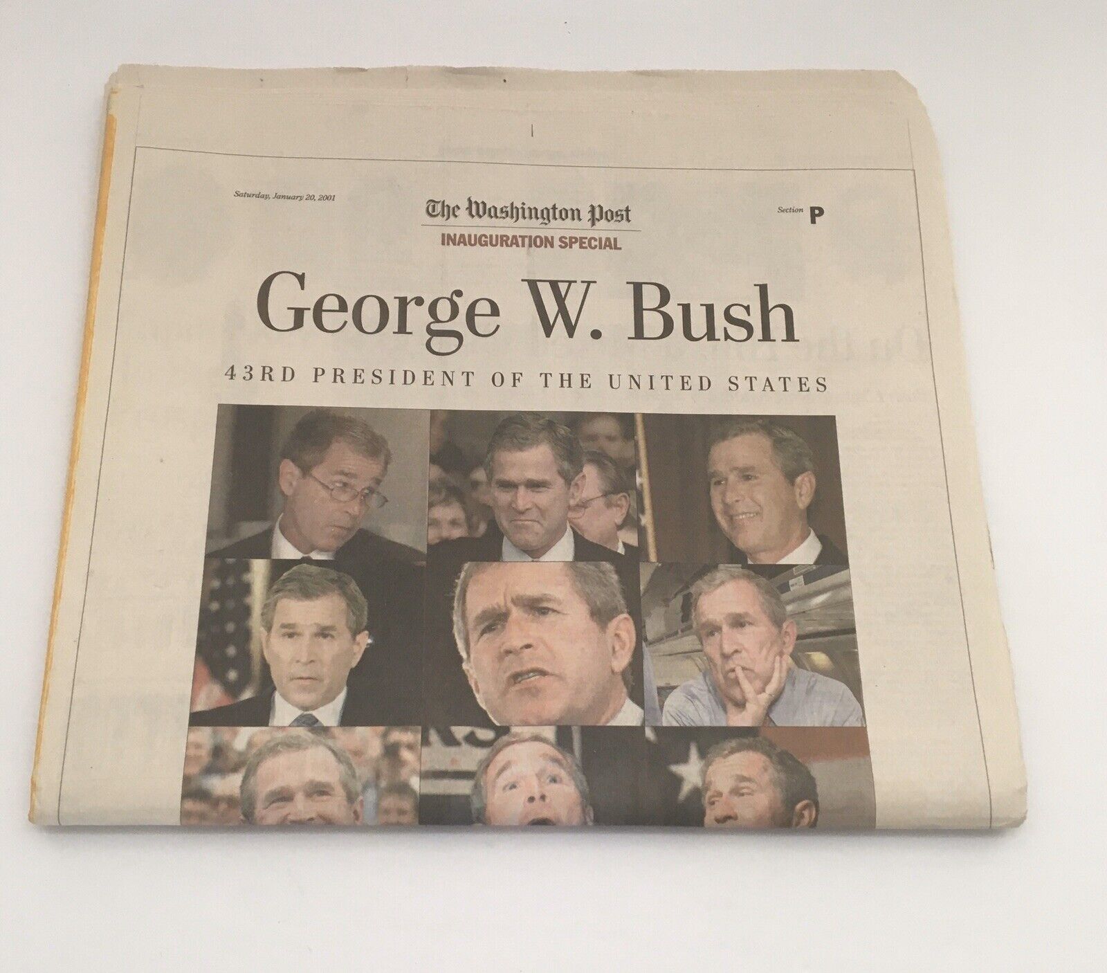 2001 JAN 20 WASHINGTON POST NEWSPAPER GEORGE BUSH INAUGURATION - 43rd President
