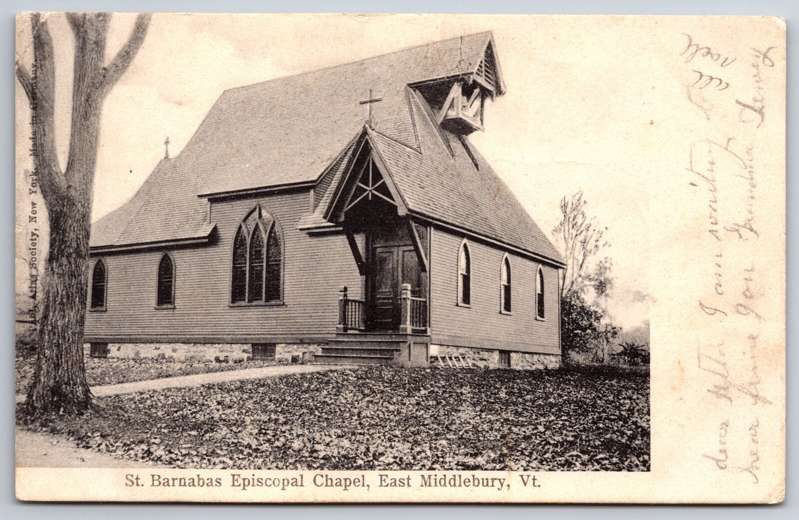 East Middlebury Vermont~St Barnabas Episcopal Chapel~Church~1907 B&W Postcard