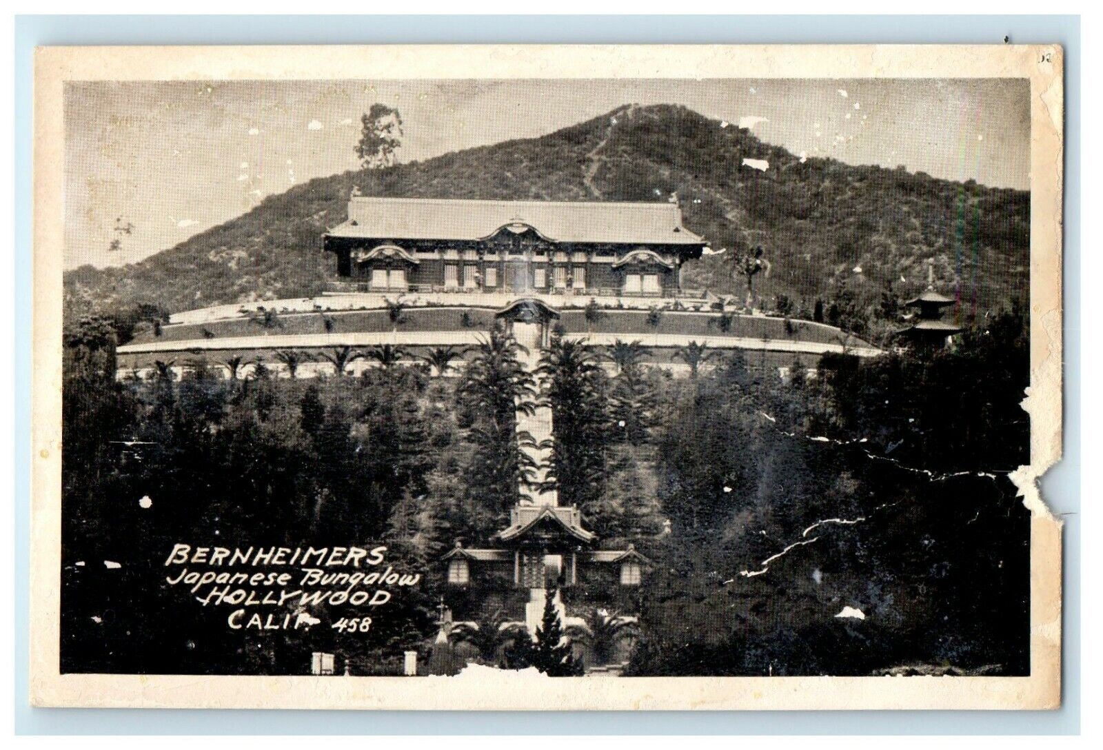 c1915 Bernheimers Japanese Bungalow Hollywood California CA RPPC Photo Postcard
