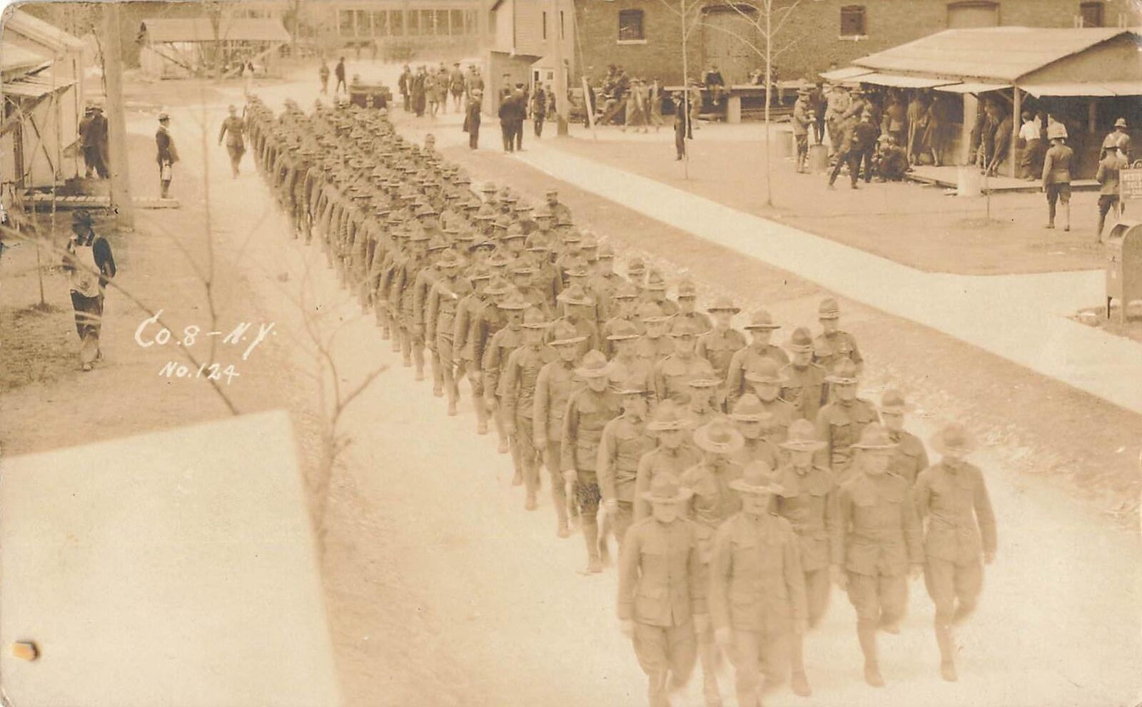 Vintage RPPC 1917 Plattsburg NY 8th Company Army Letter Soldier Photo Postcard