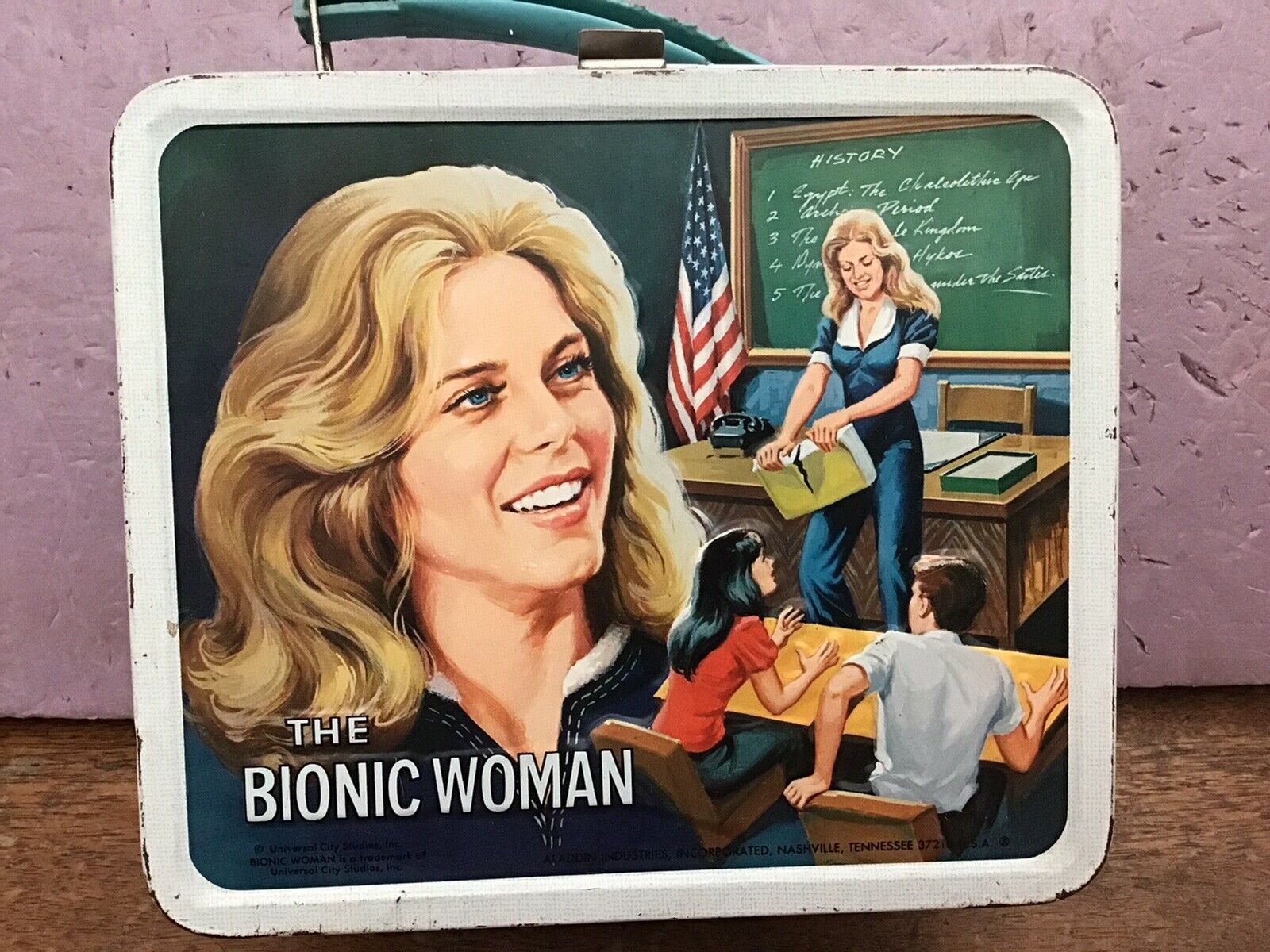 1978 VINTAGE ‘THE BIONIC WOMAN’ METAL LUNCHBOX w/ THERMOS