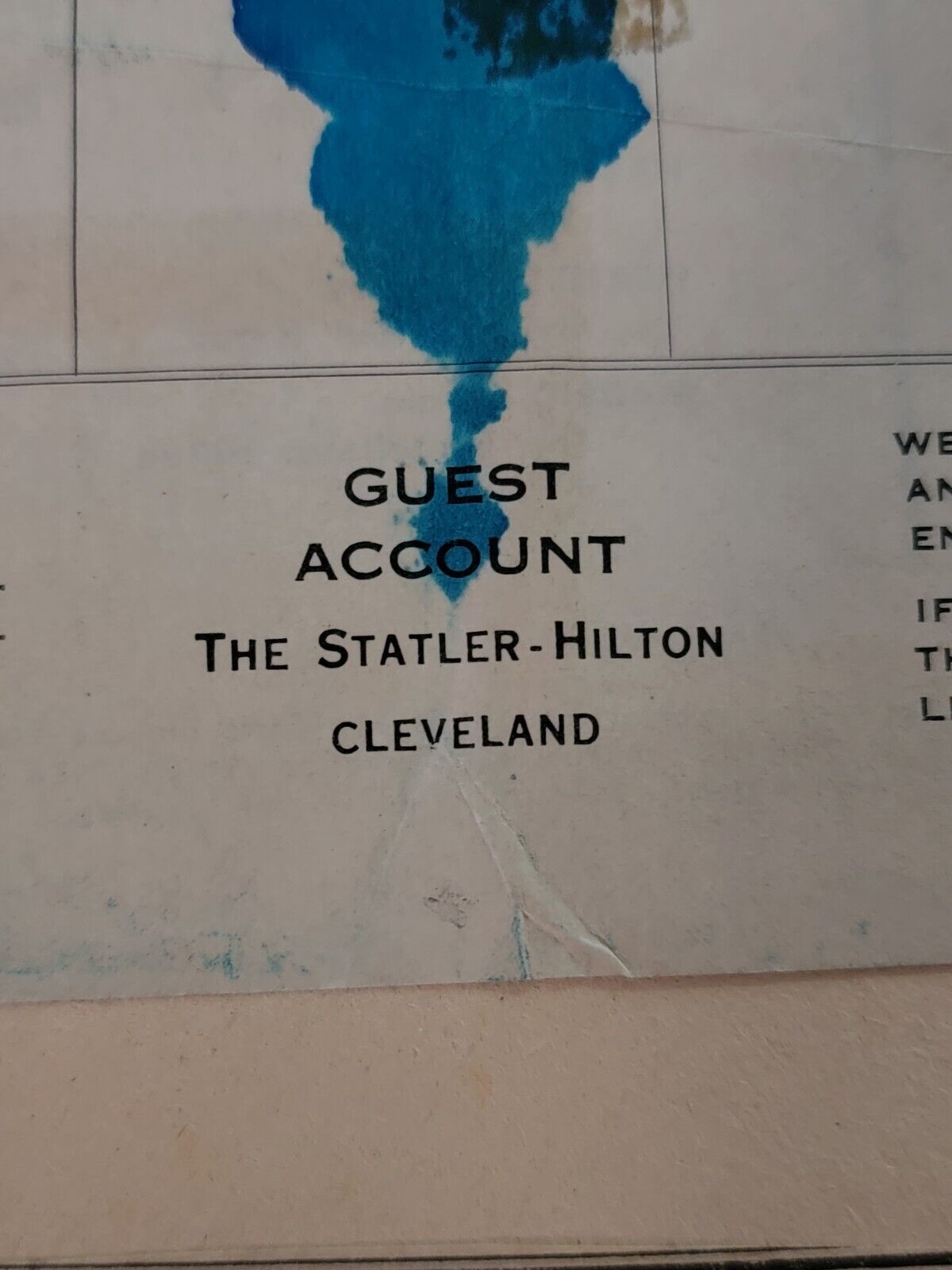 The STATLER-Hilton cleveland Guest Account Document 8/7/1960 Thru 8/9/1960 $32