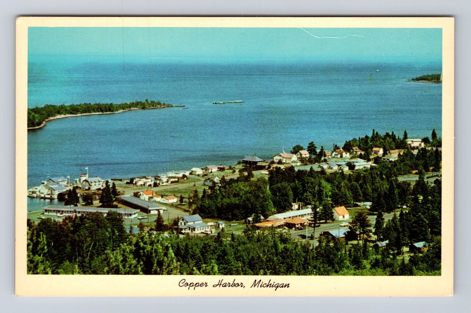Copper Harbor MI-Michigan, Harbor Brockway Mountain Drive, Vintage Postcard