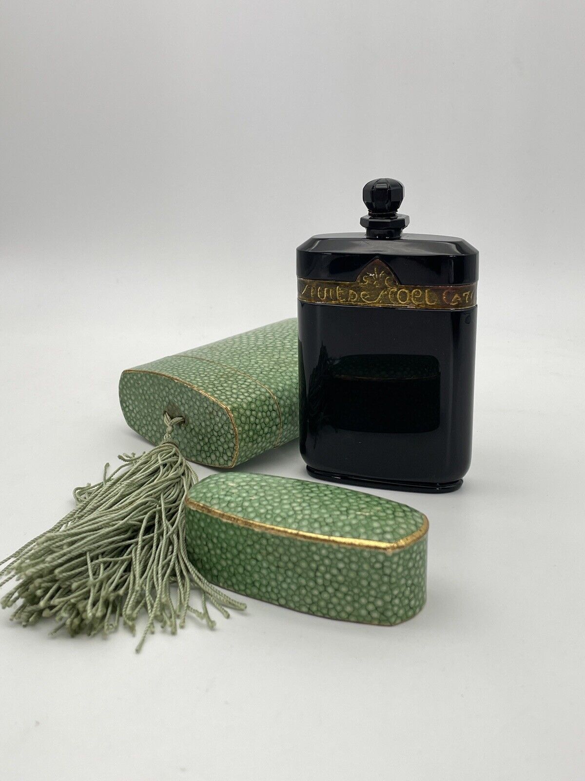 Vintage Caron Nuit De Noel With  Some Perfume Baccarat Glass Bottle Original Box