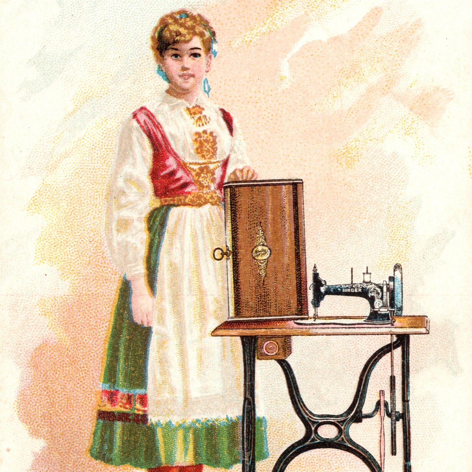 1892 Norway Singer Sewing Machine Countries World Victorian Trade Card