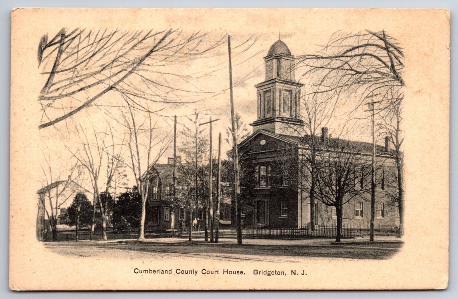 Bridgeton New Jersey~Cumberland County Courthouse~c1905 B&W Postcard