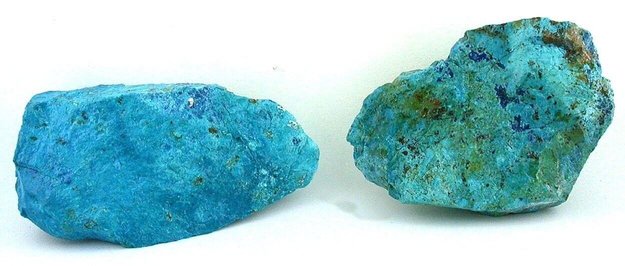 284 GRAM TWO RARE AAA TURQUOISE AZURITE SILICA CABOCHON ROUGH CMS59/10323