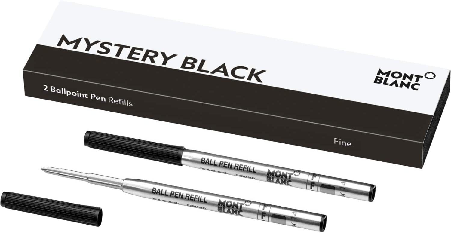 Montblanc 2 Ballpoint Pen Refills, (F) Fine, Mystery Black, 116189 / 128210