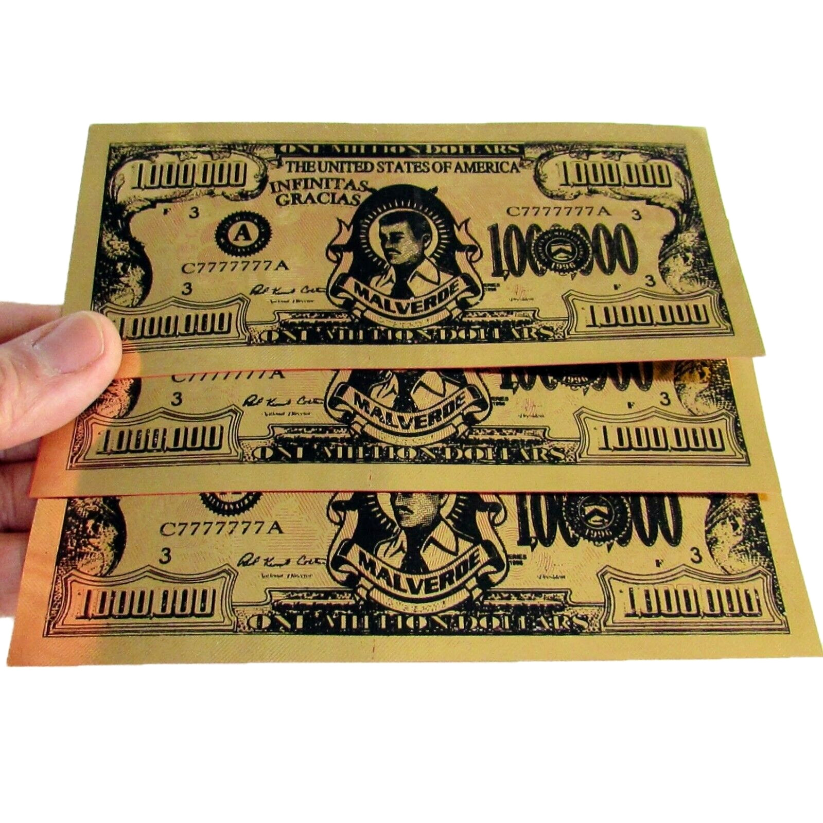 3 pcs Jesus Malverde Billetes de Millon / Malverde Million Dollar Prayer Bills