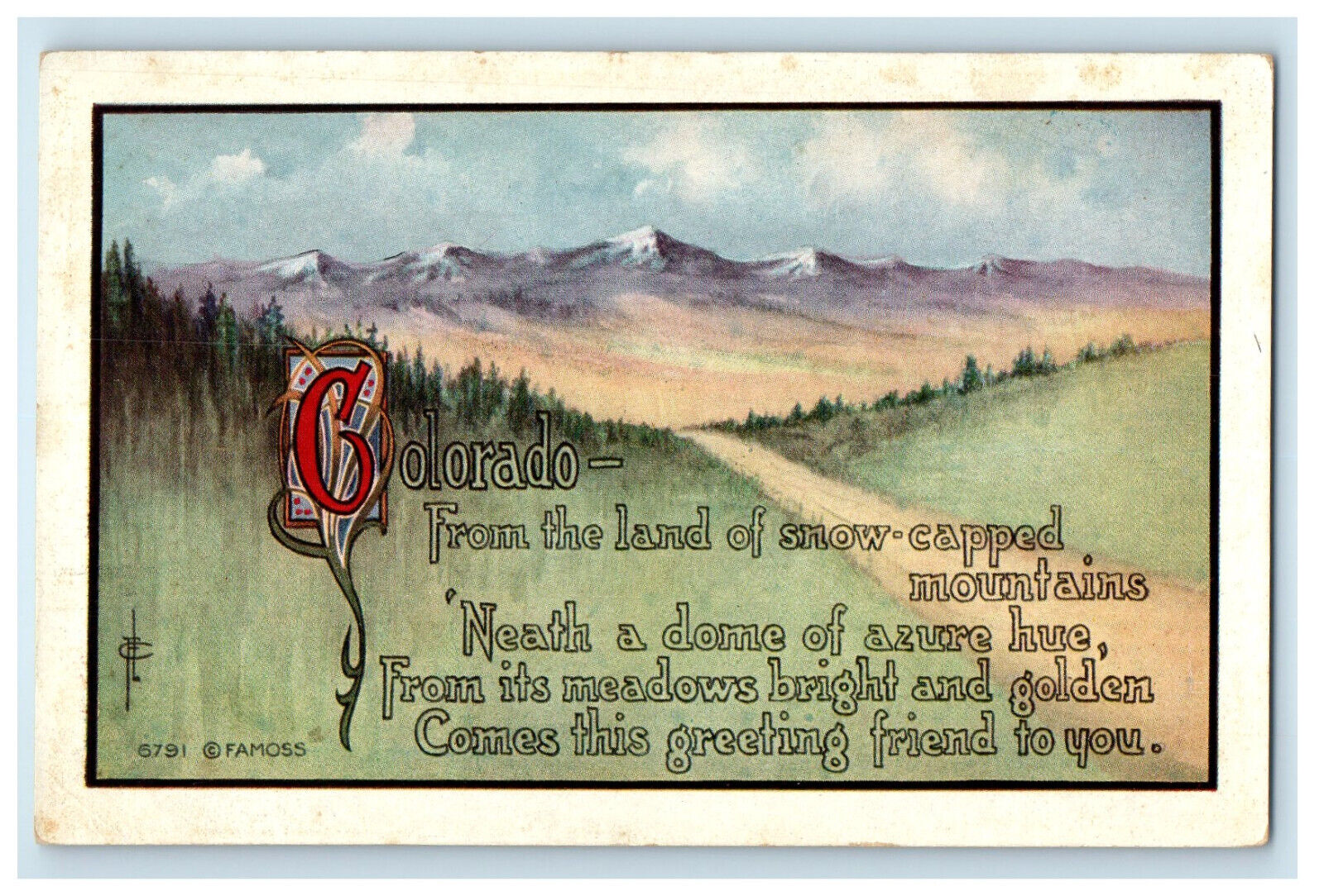 c1920s From the Land of Snow-Capped Mountains Colorado CO Famoss Postcard