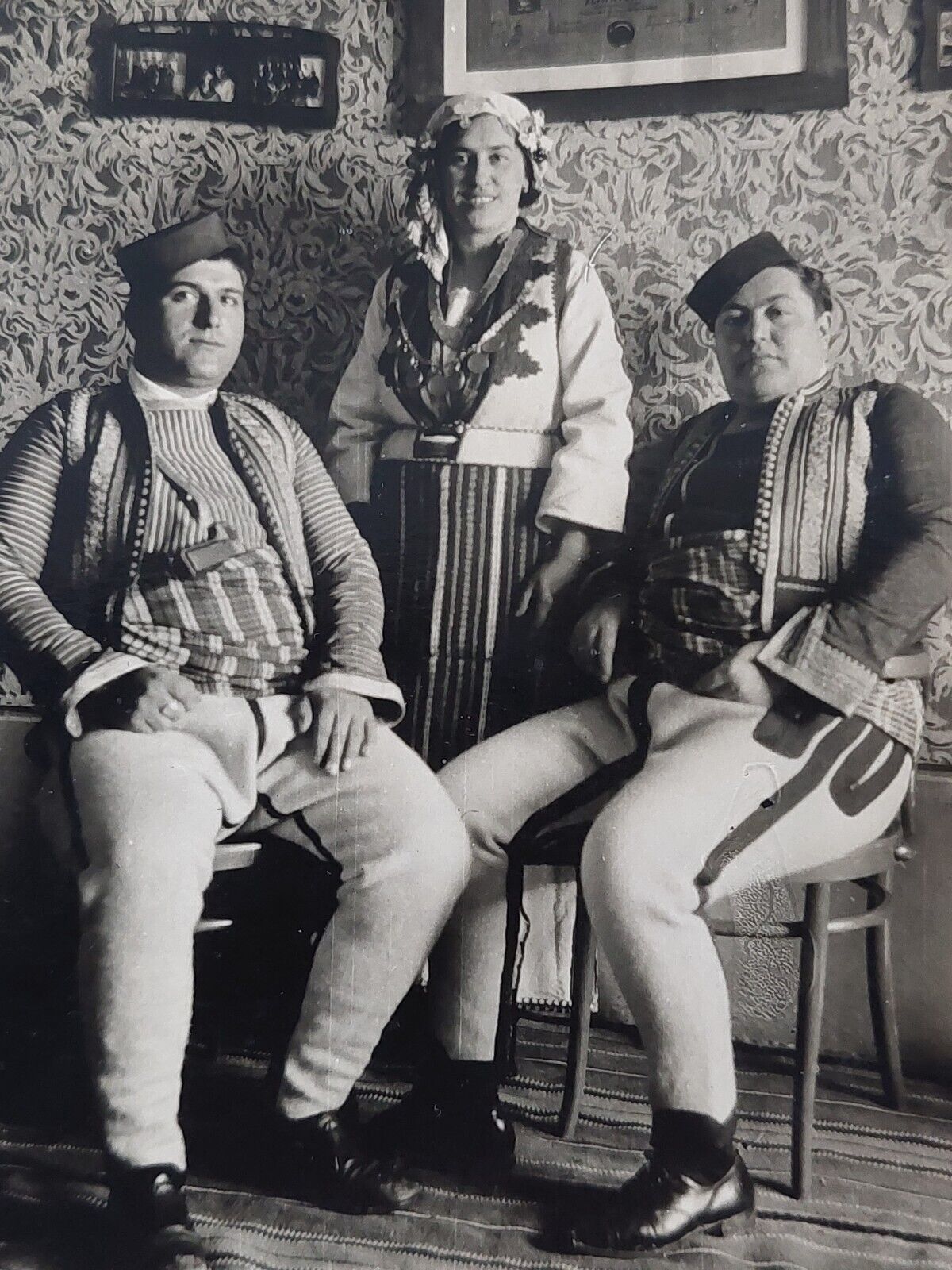 Antique photo Macedonian traditional Costume Kingdom Yugoslavia 1910\'s
