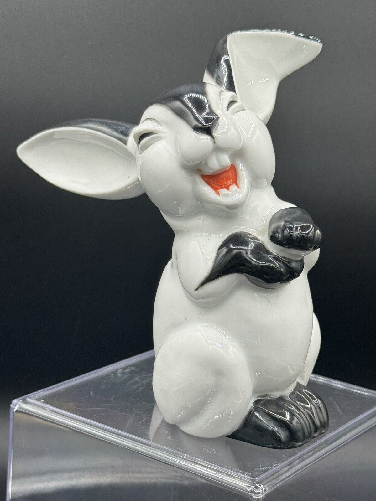Black & White Rosenthal Laughing Rabbit Figurine Germany, 6” Orig Sticker
