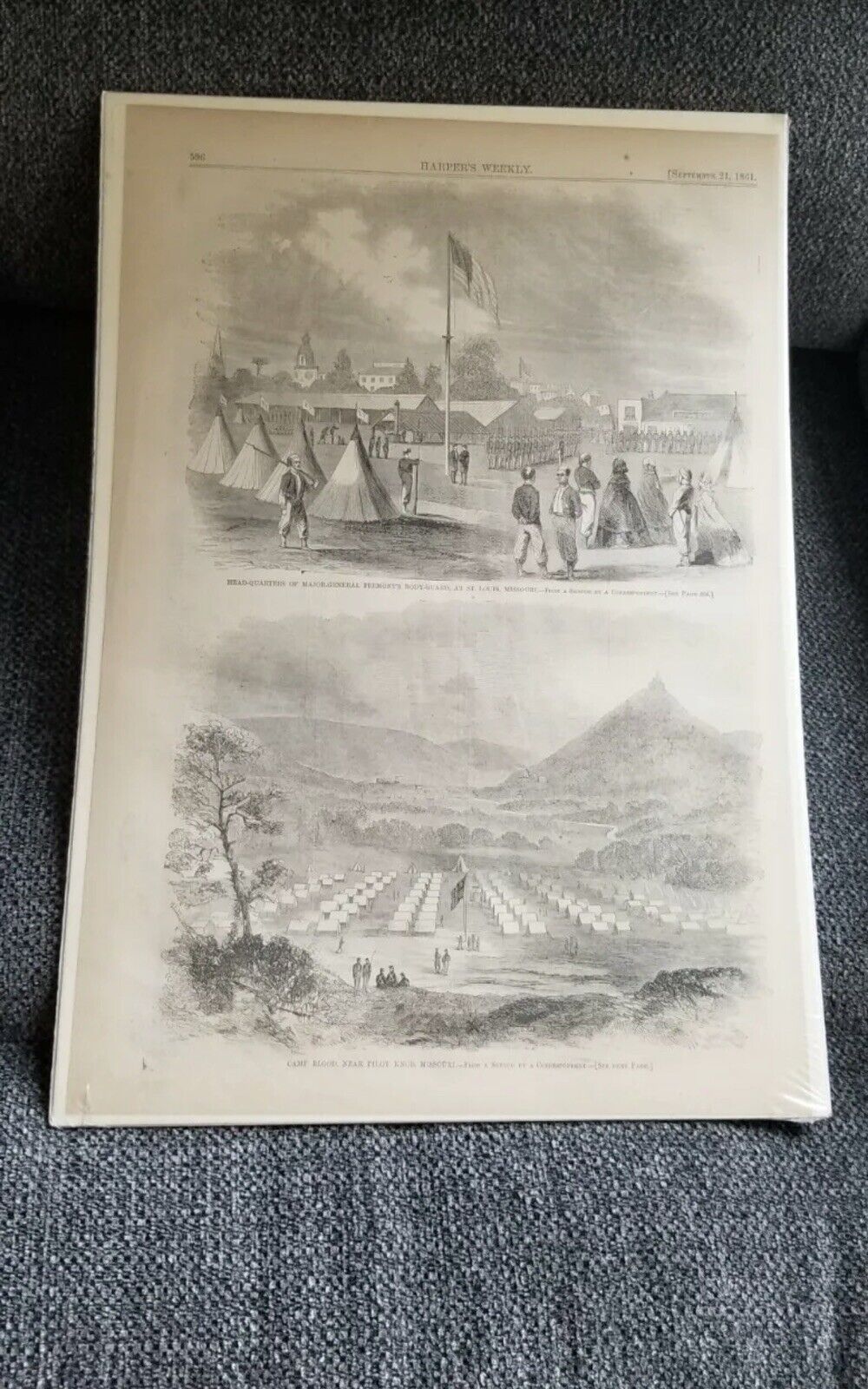 Antique Harpers Weekly Civil War Newspaper Pg 596 Missouri headquarter 9/21/1861