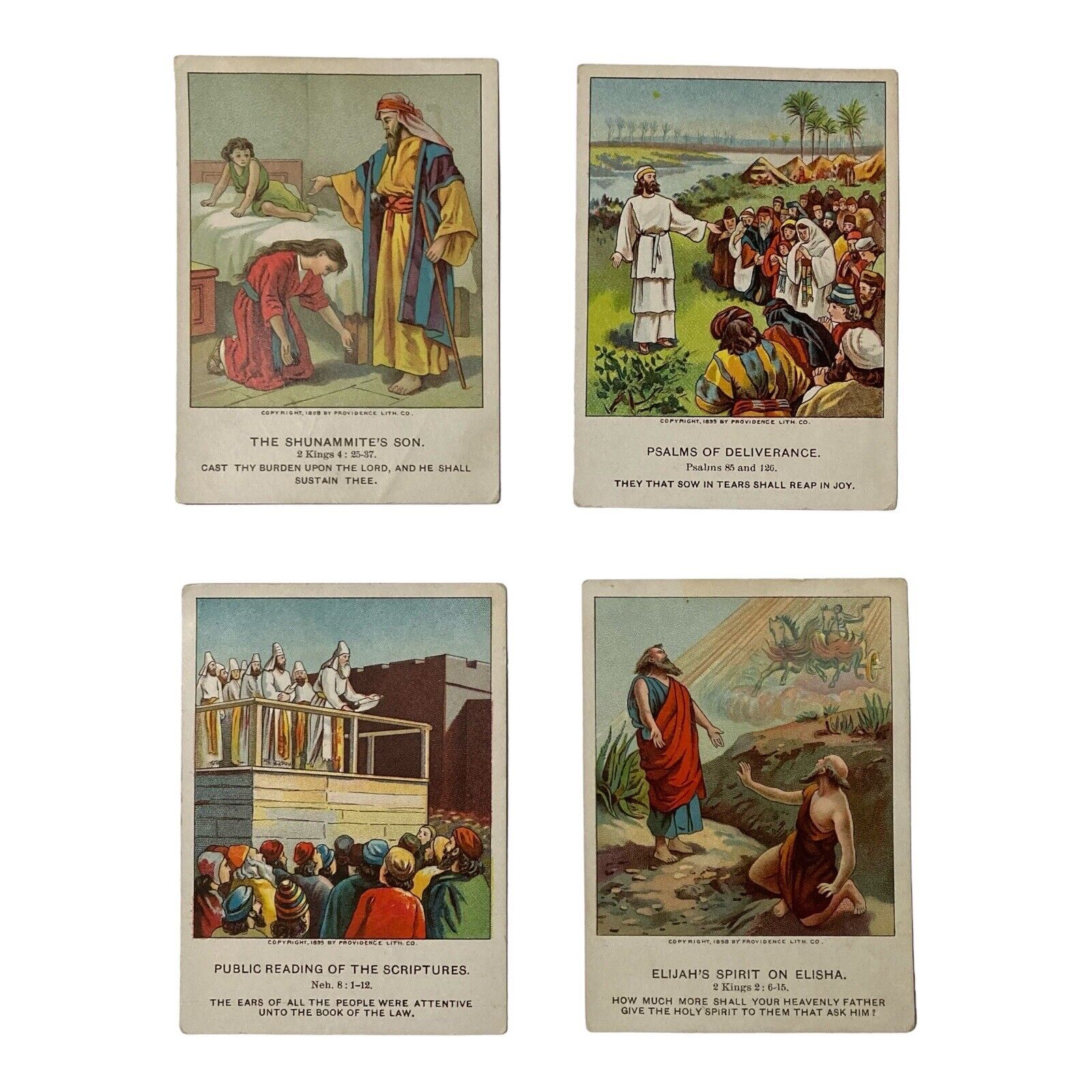 1898-1899 Berean Lesson Pictures, 4 Collectible Christian Religious Cards