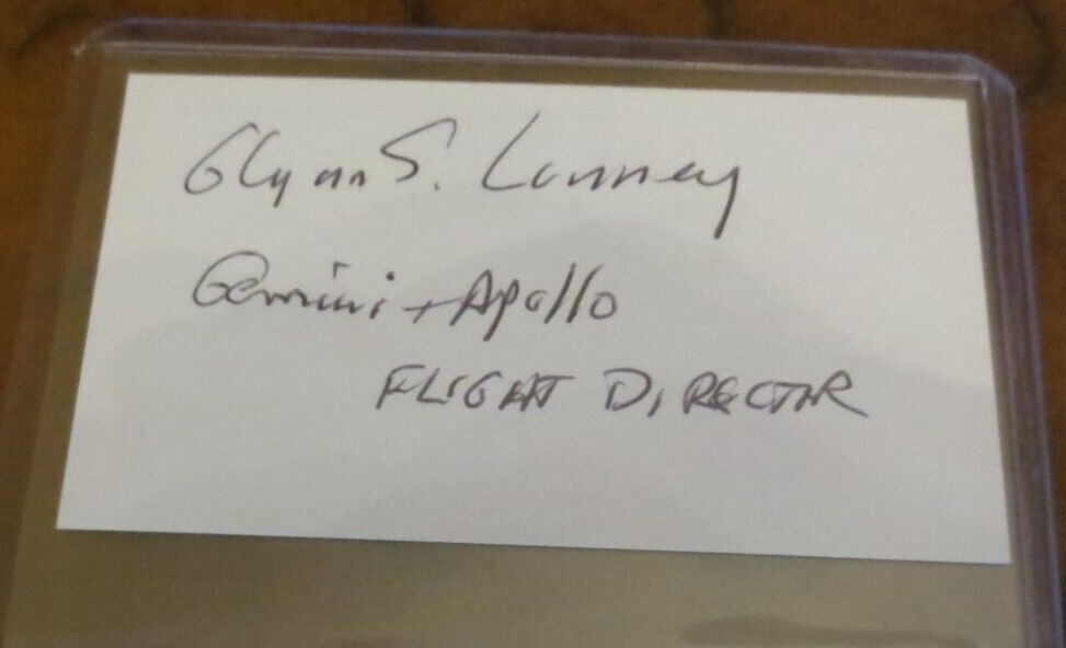Glynn Lunney NASA Flight Director signed autographed business card Apollo Gemini