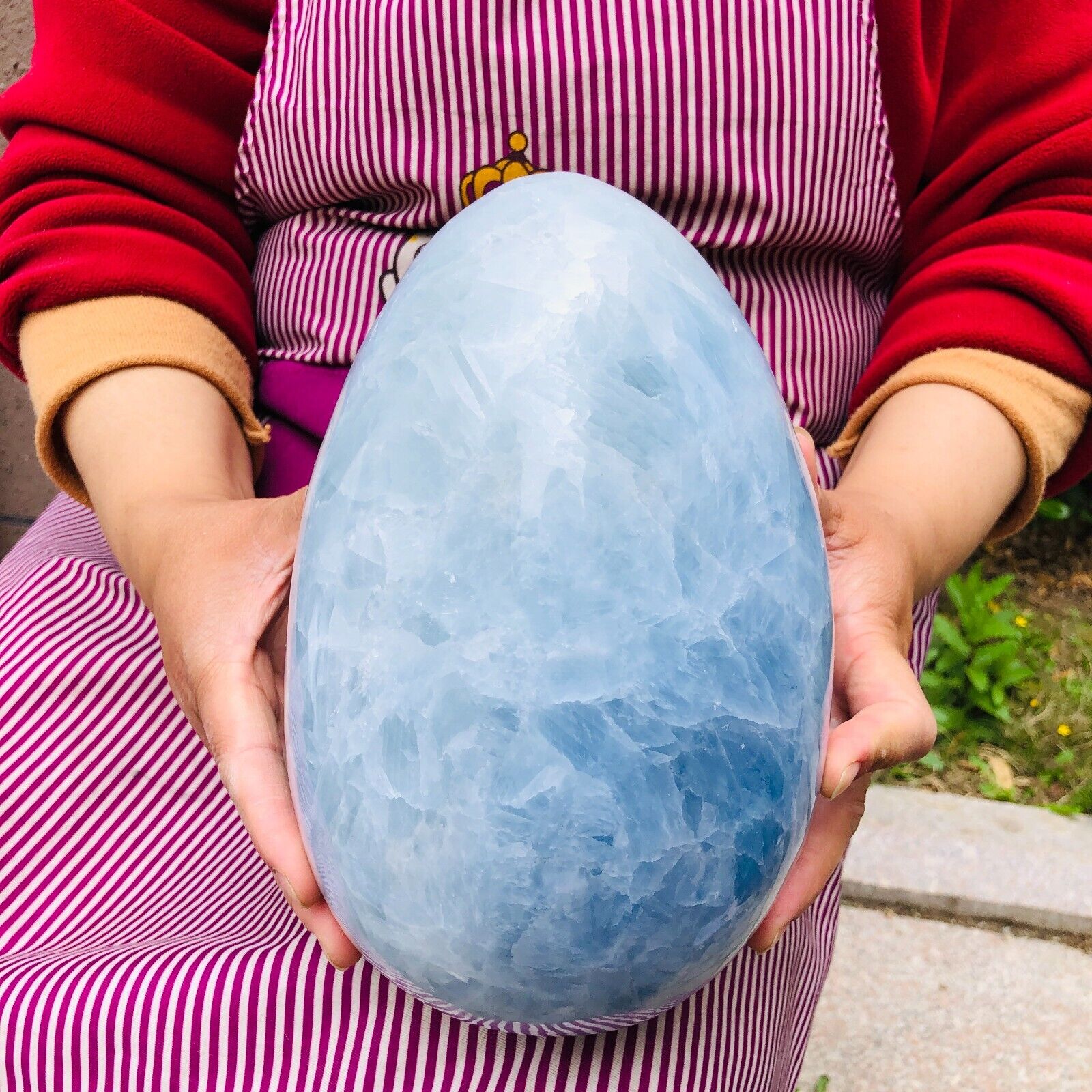 15.4LB Natural Polished Blue Celestite Quartz Crystal Stone Egg Specimen 1206