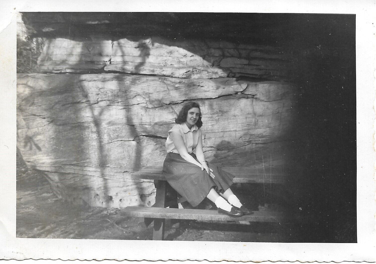 Lady Outdoors Photograph 1950s Vintage Fashion Dress 3 1/2 x 5