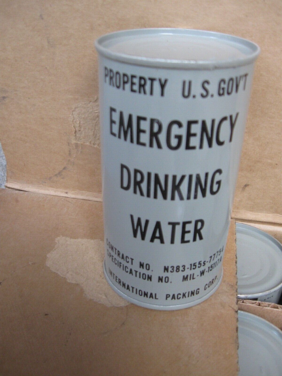 Vintage US Gov't Emergency Drinking Water Cans Korean War-1952
