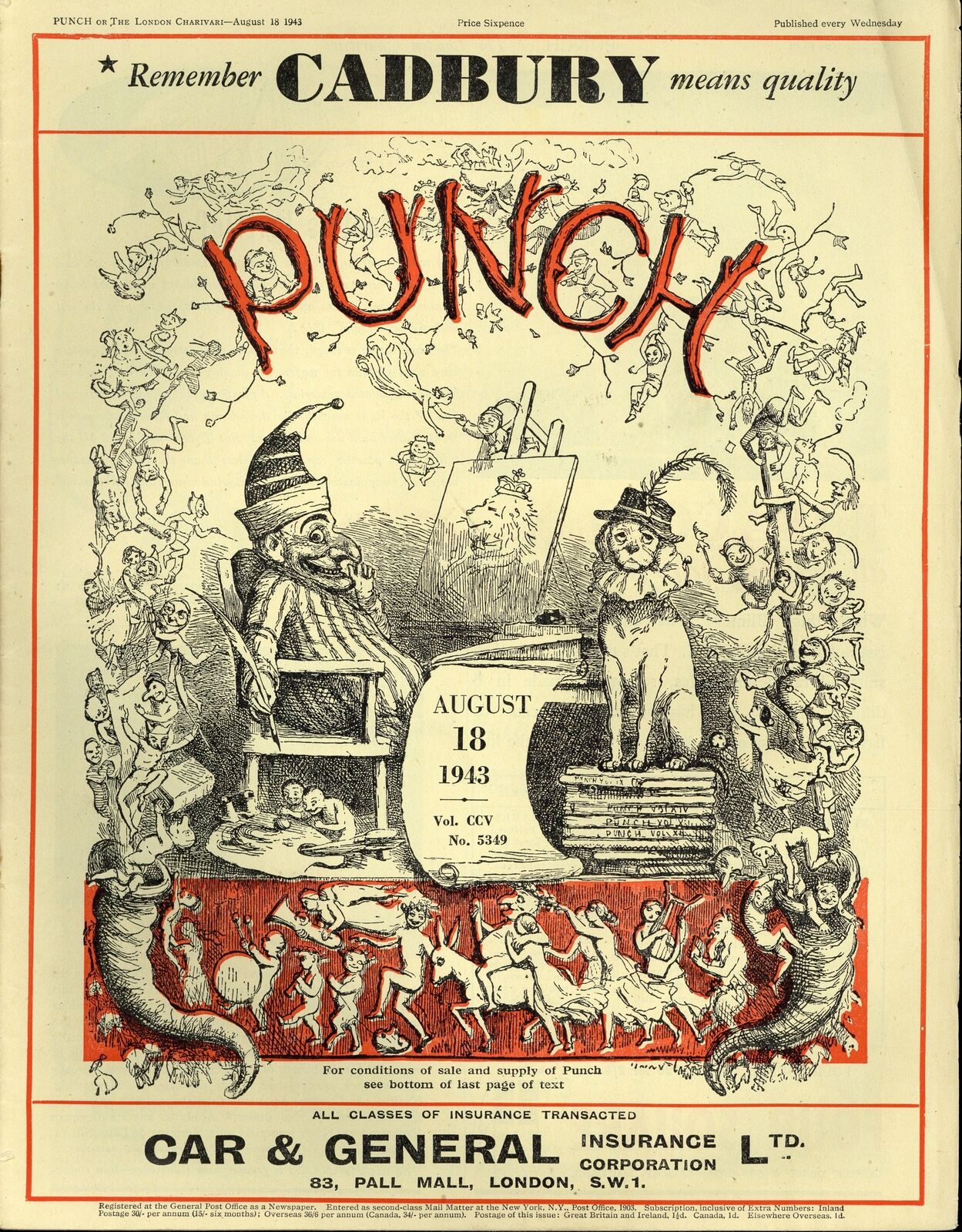 Punch UK Magazine Vol. 205 #5349 VG- 3.5 1943