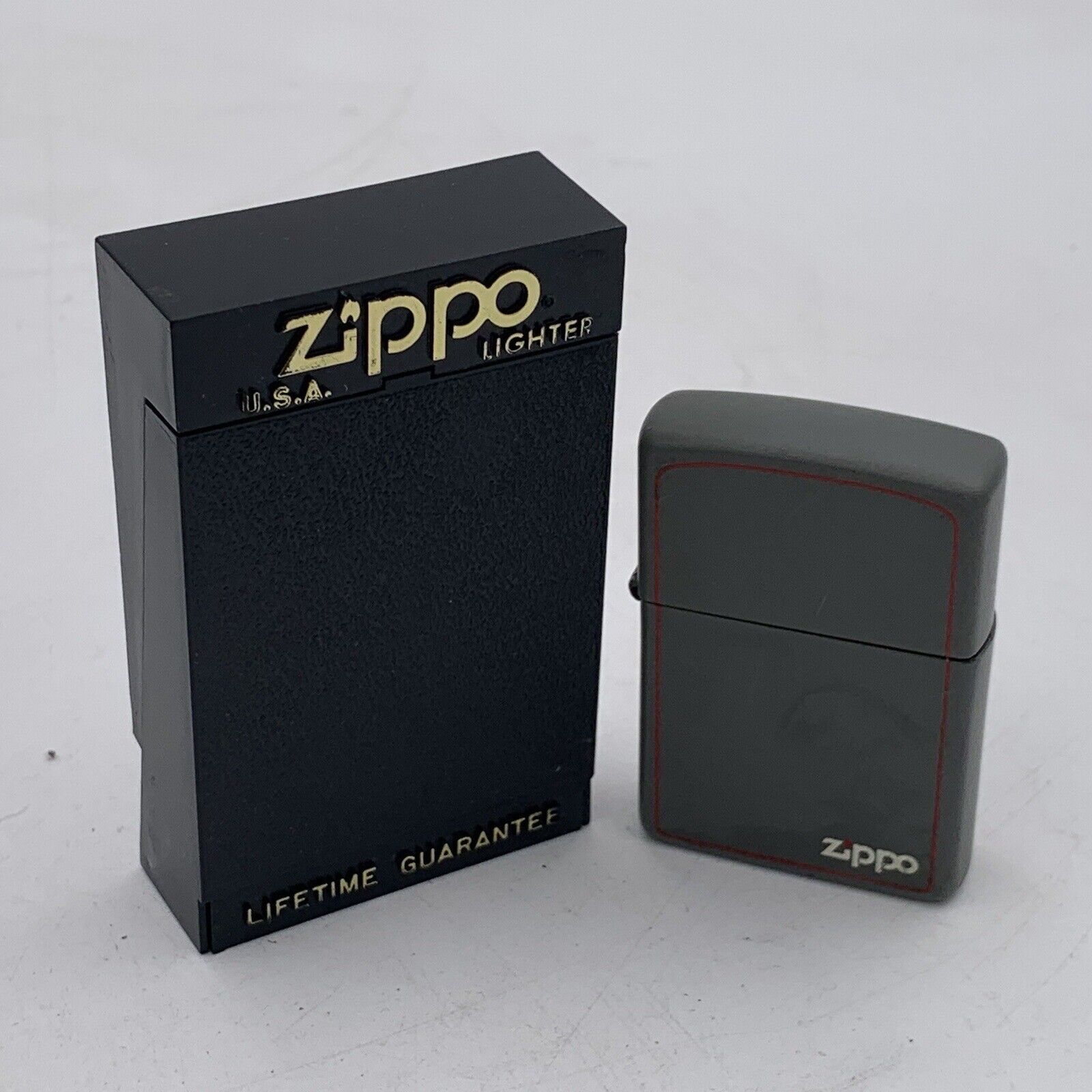 Vintage 1990s ZIPPO Matte Black Lighter Unfired? Clean Great condition