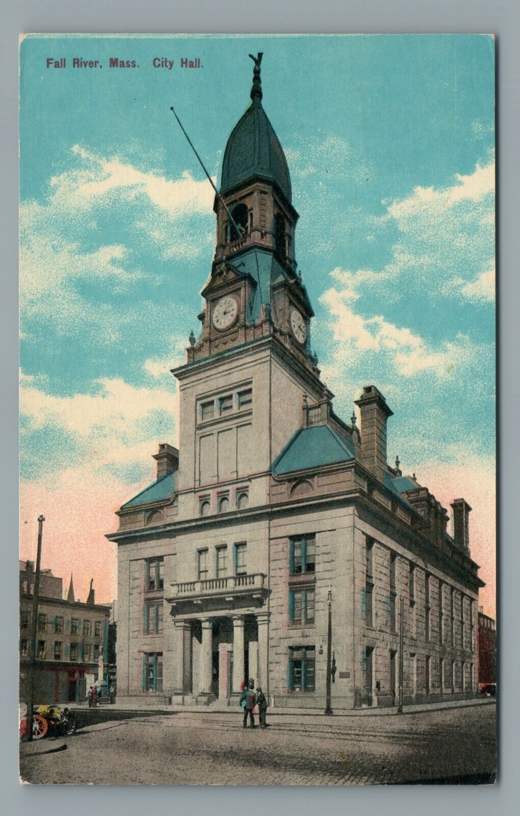 Fall River, Mass. City Hall Vintage Litho Divided Back Postcard