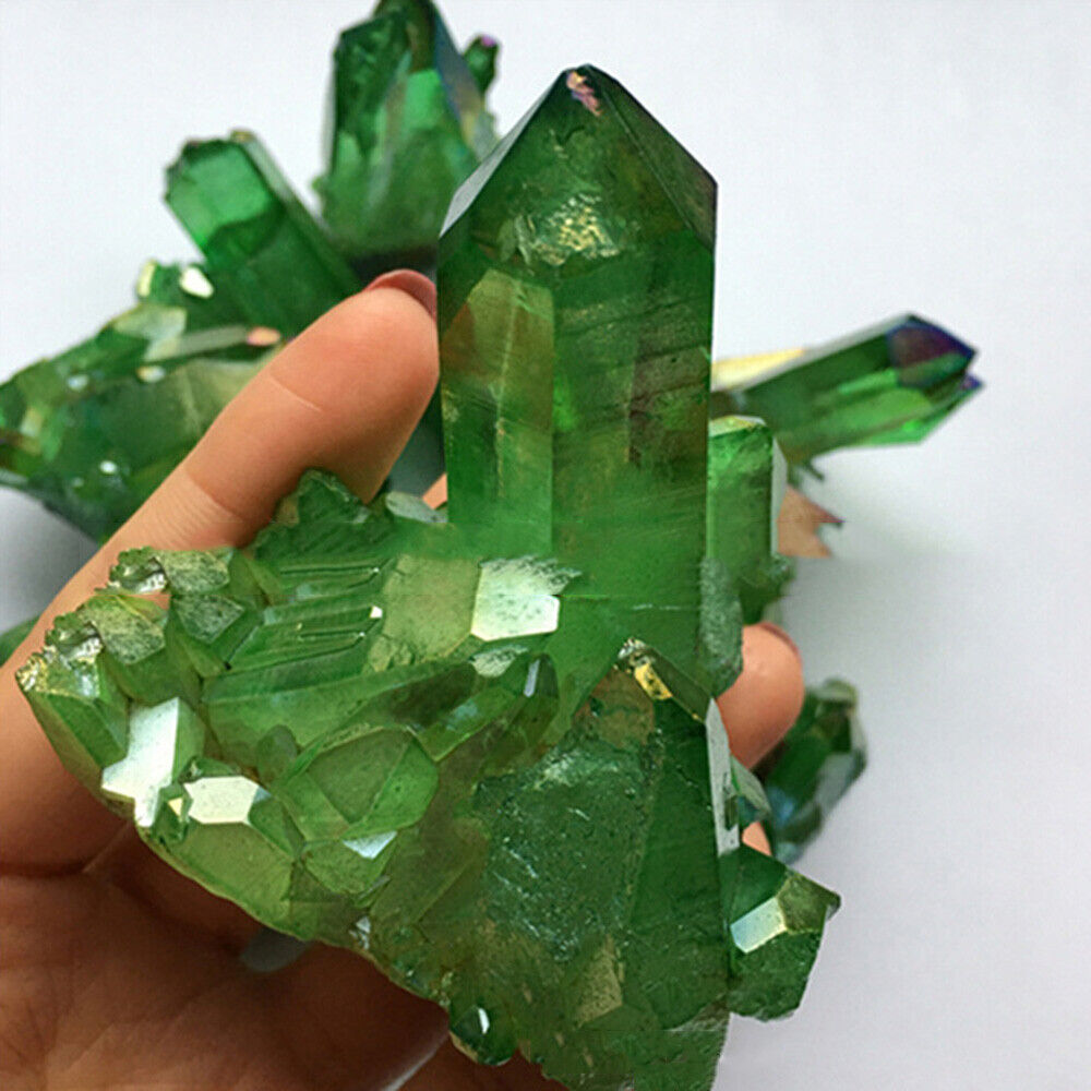 Natural Green Crystal Cluster Quartz Stone Gems Healing Mineral Reiki Ornament