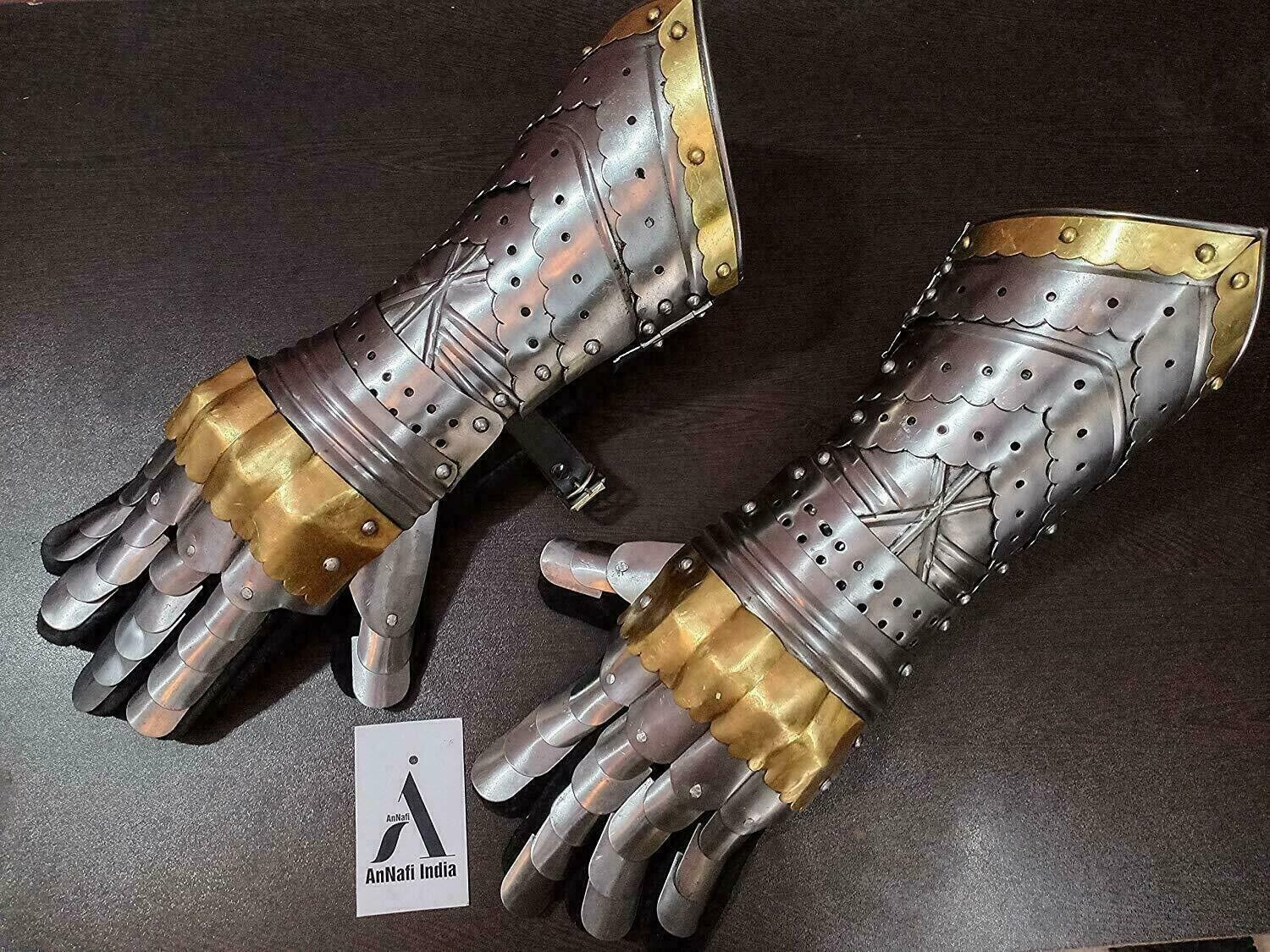 Armour Steel Gothic Gauntlet Gloves Larp Vintage Medieval Gloves Iron Gauntlets