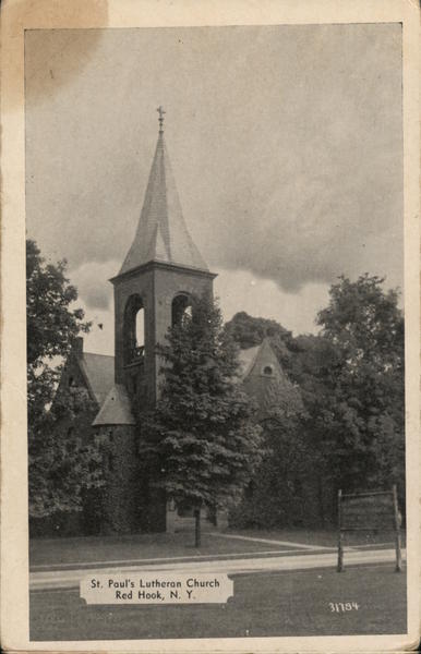 Red Hook,NY St. Paul\'s Lutheran Church Dutchess County New York Postcard Vintage
