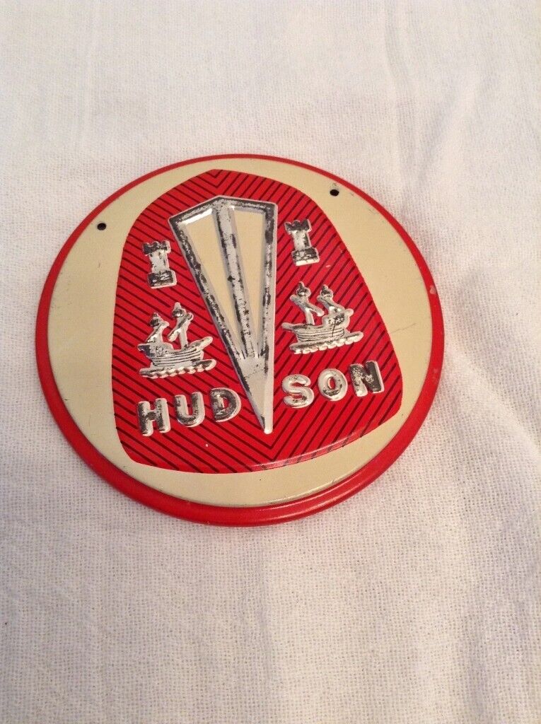 VTG 1950s Wheaties Cereal Premium HUDSON Car Emblem Badge Metal Plate Topper