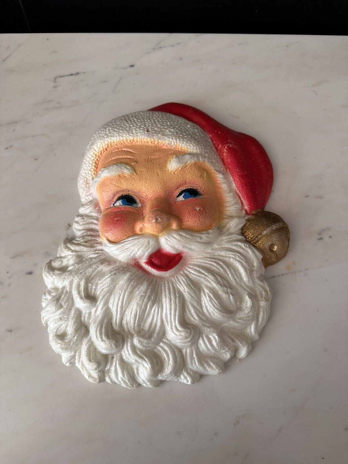Vintage Styrofoam Santa Head Christmas Decoration
