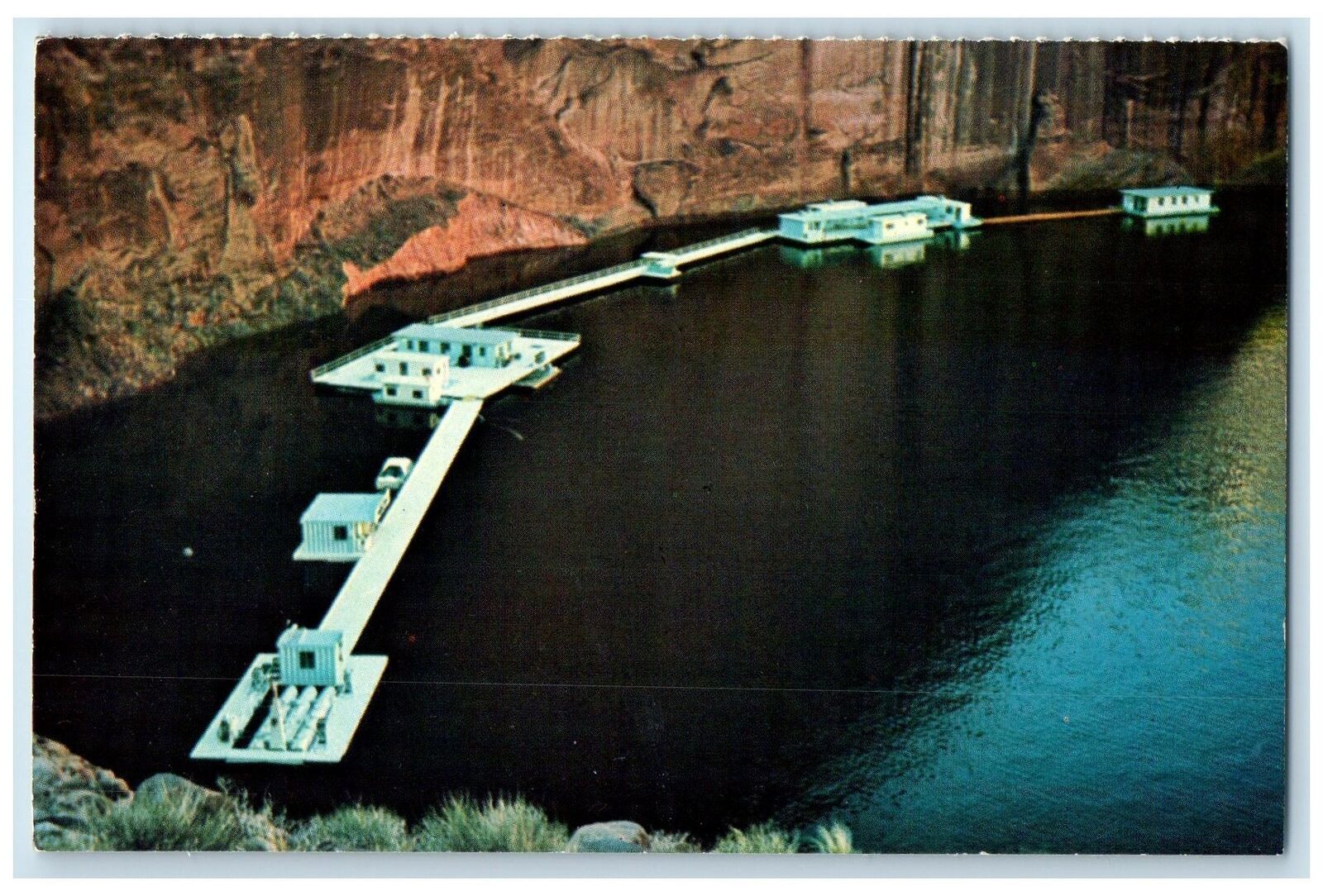 c1950's Rainbow Bridge Marina National Park Service Lake Powell Utah UT Postcard