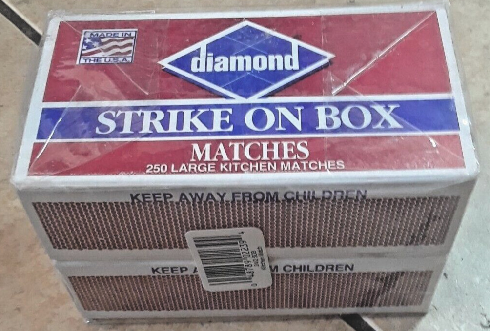 2 boxes, 250 per box, Vintage Diamond Strike on box Matches sealed