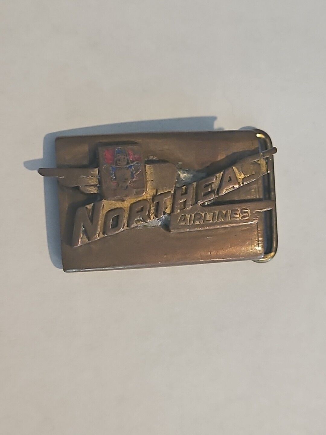 Vintage Northeast Airlines Employee Buckle Boston MA From 1933 To 1972 Bronze