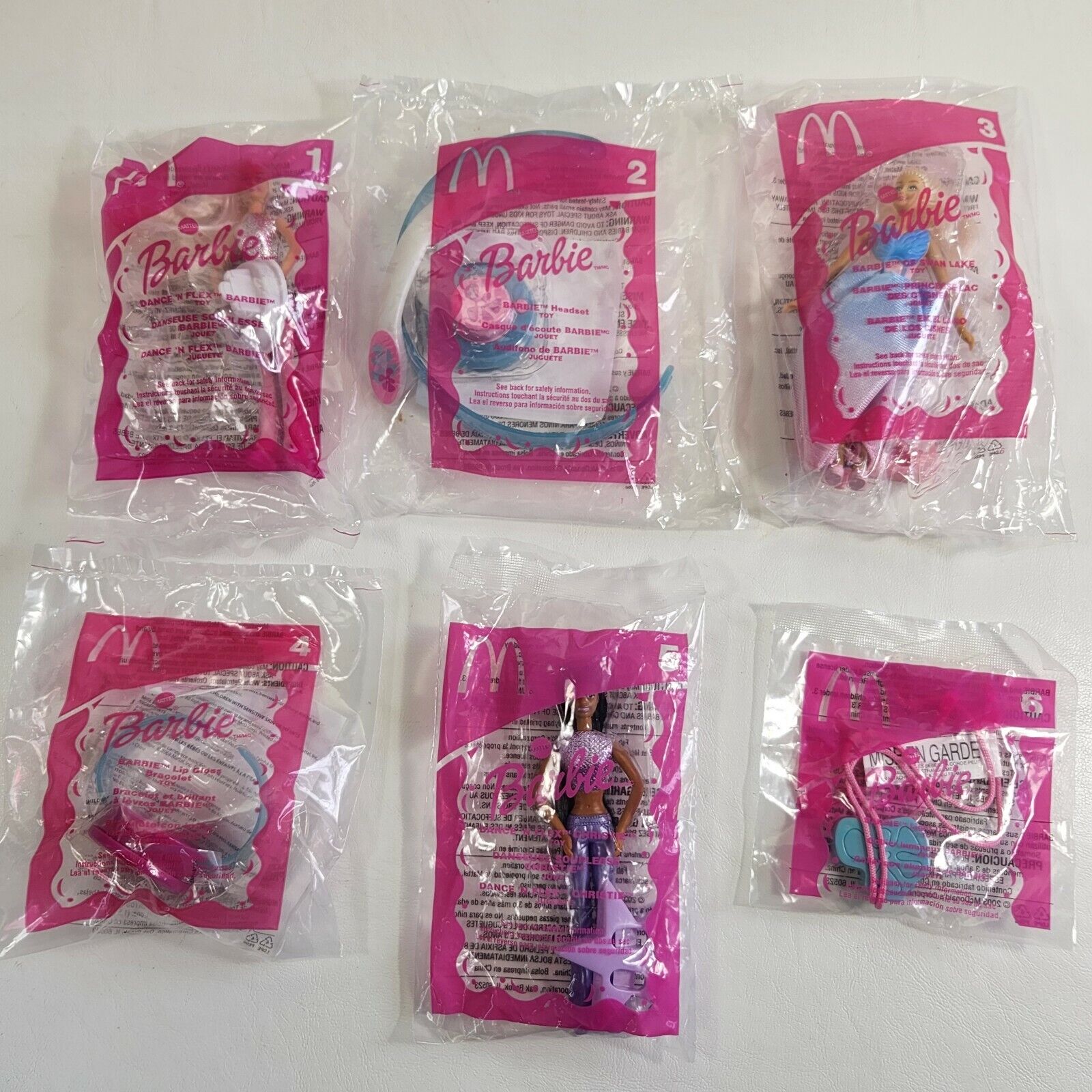 Barbie Swan Lake McDonalds Toy Set of 6 Happy Meal Dance Headset More 2003 NIP