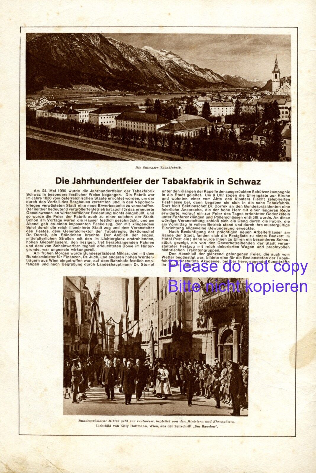 Tobacco factory Schwaz Austria XL 1930 ad advertising President Miklas