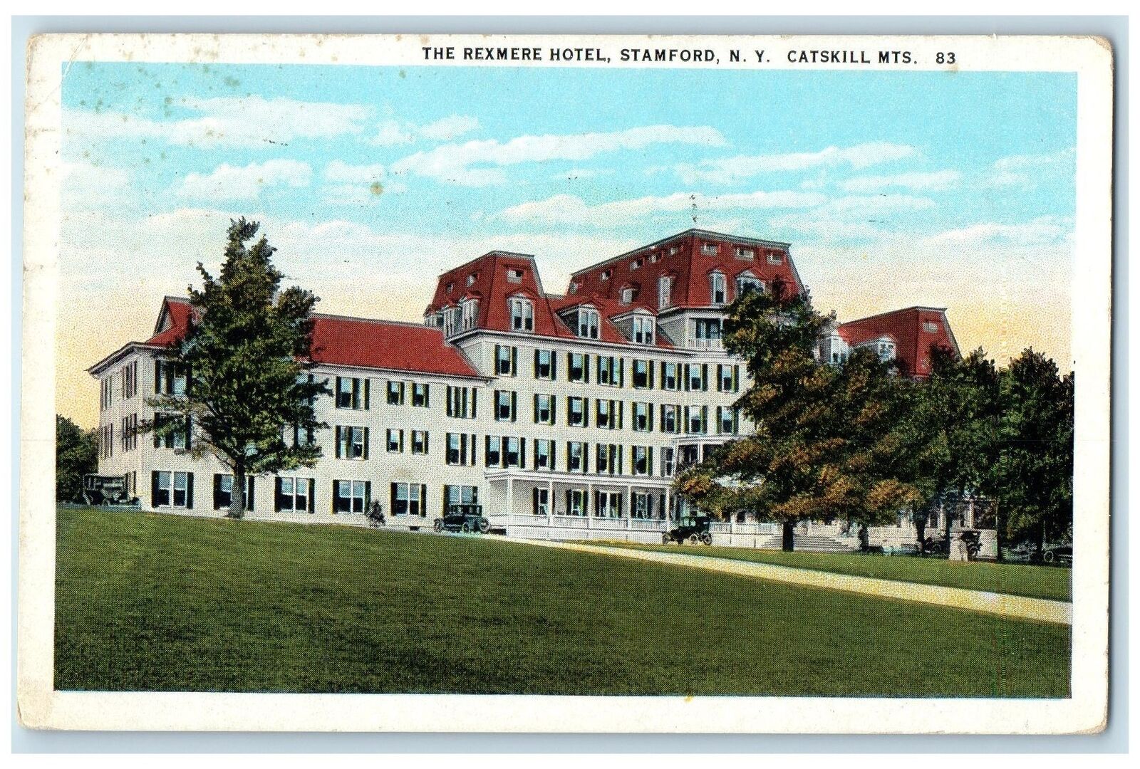 1930 The Rexmere Hotel Building Exterior Stamford New York NY Posted Postcard