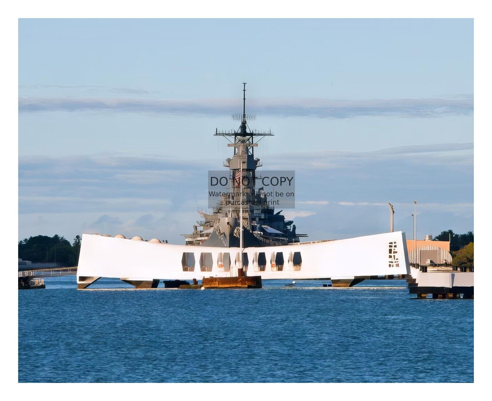 USS MISSOURI STANDING GUARD AT USS ARIZONA MEMORIAL PEARL HARBOR 8X10 PHOTO