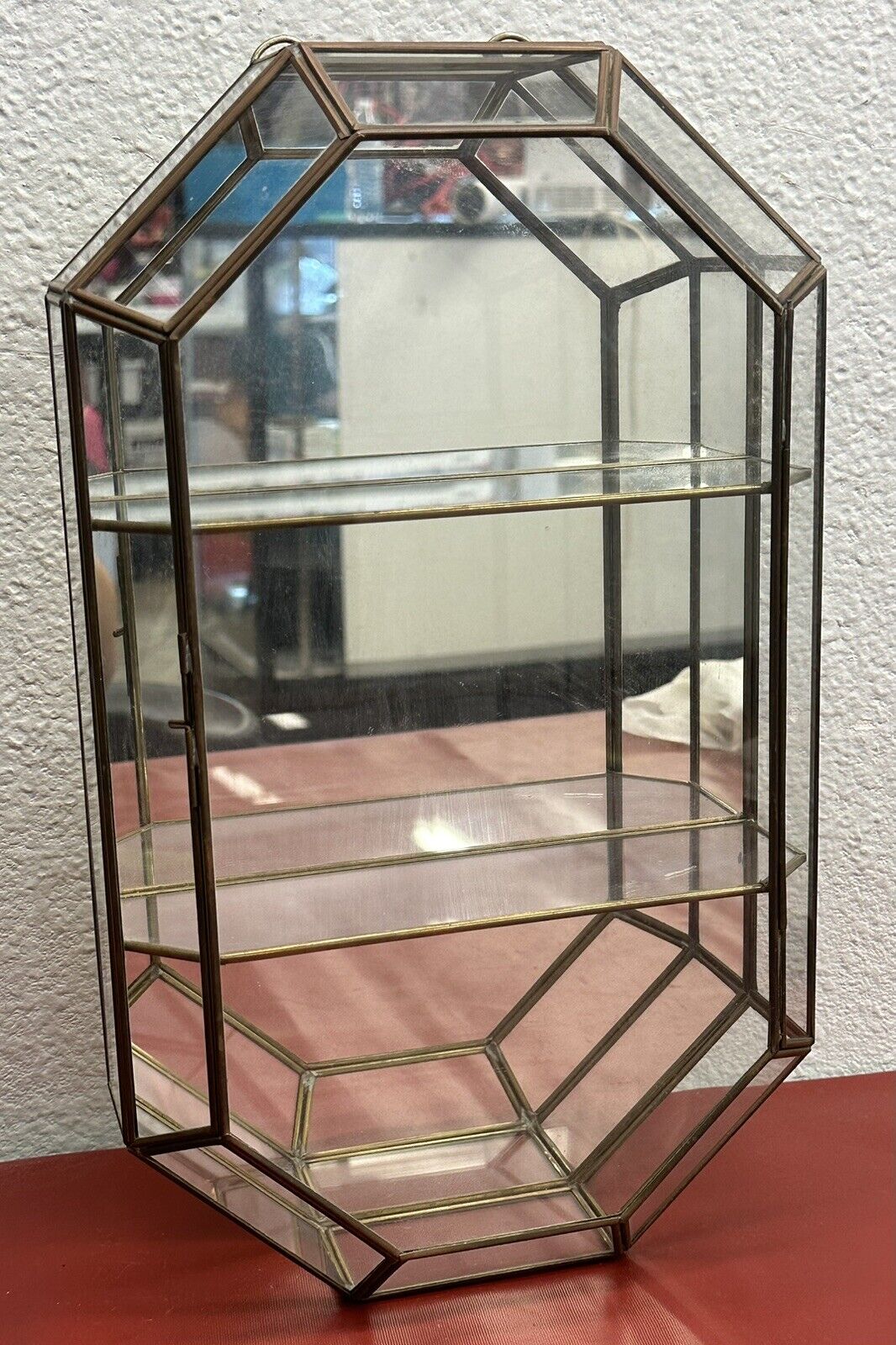 Vintage Mirrored Glass and Brass Curio Cabinet Display Case