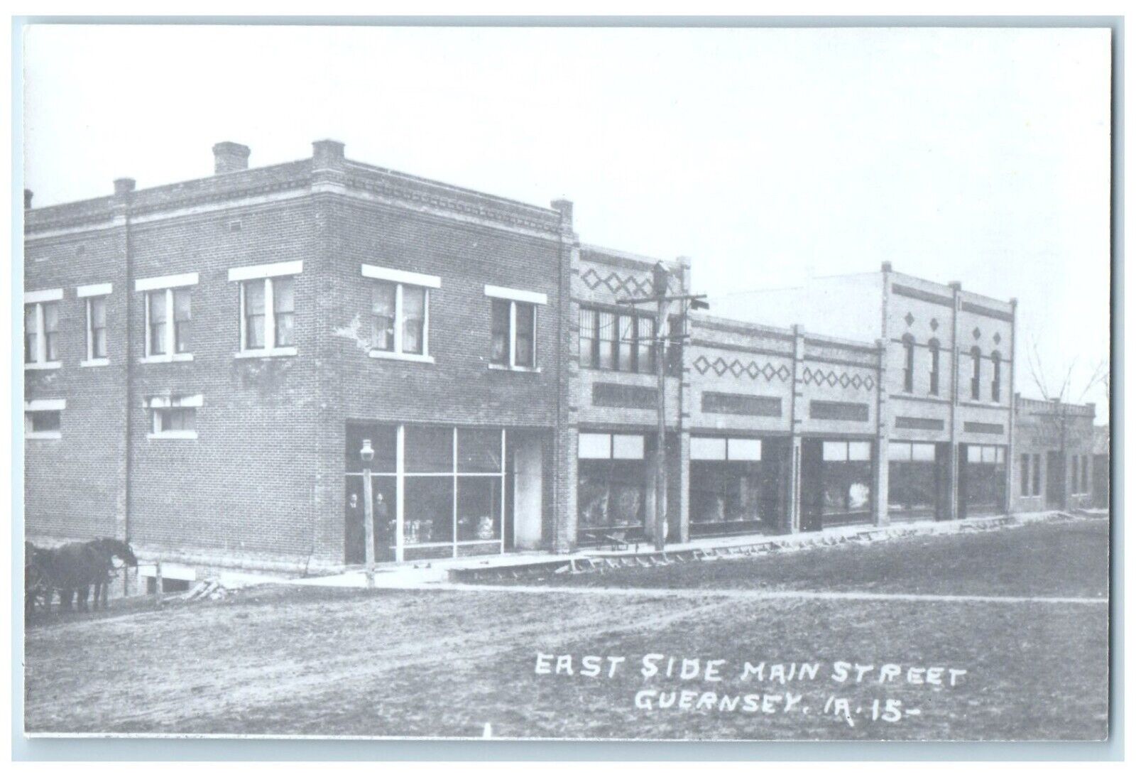 c1960 East Side Main Street Exterior Building Guernsey Iowa IA Vintage Postcard