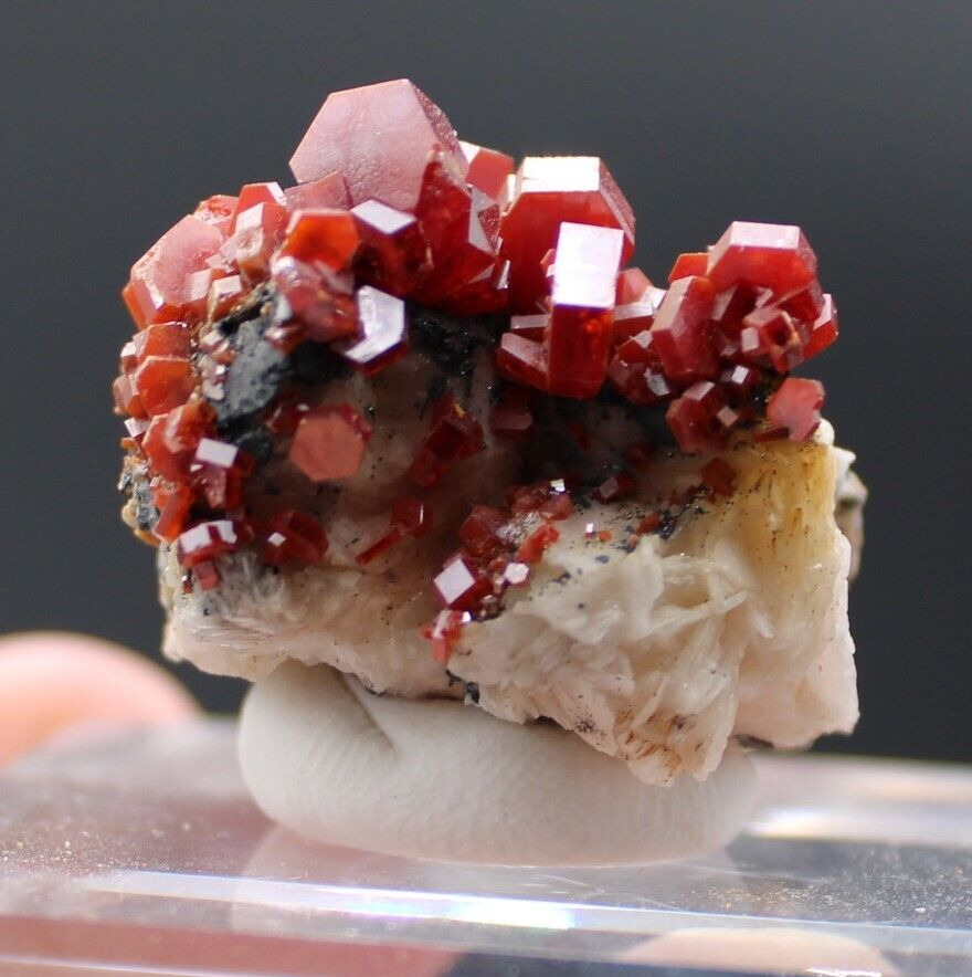 Vanadinite Bright Red Crystals On Matrix From Morocco Display Mineral Specimen 