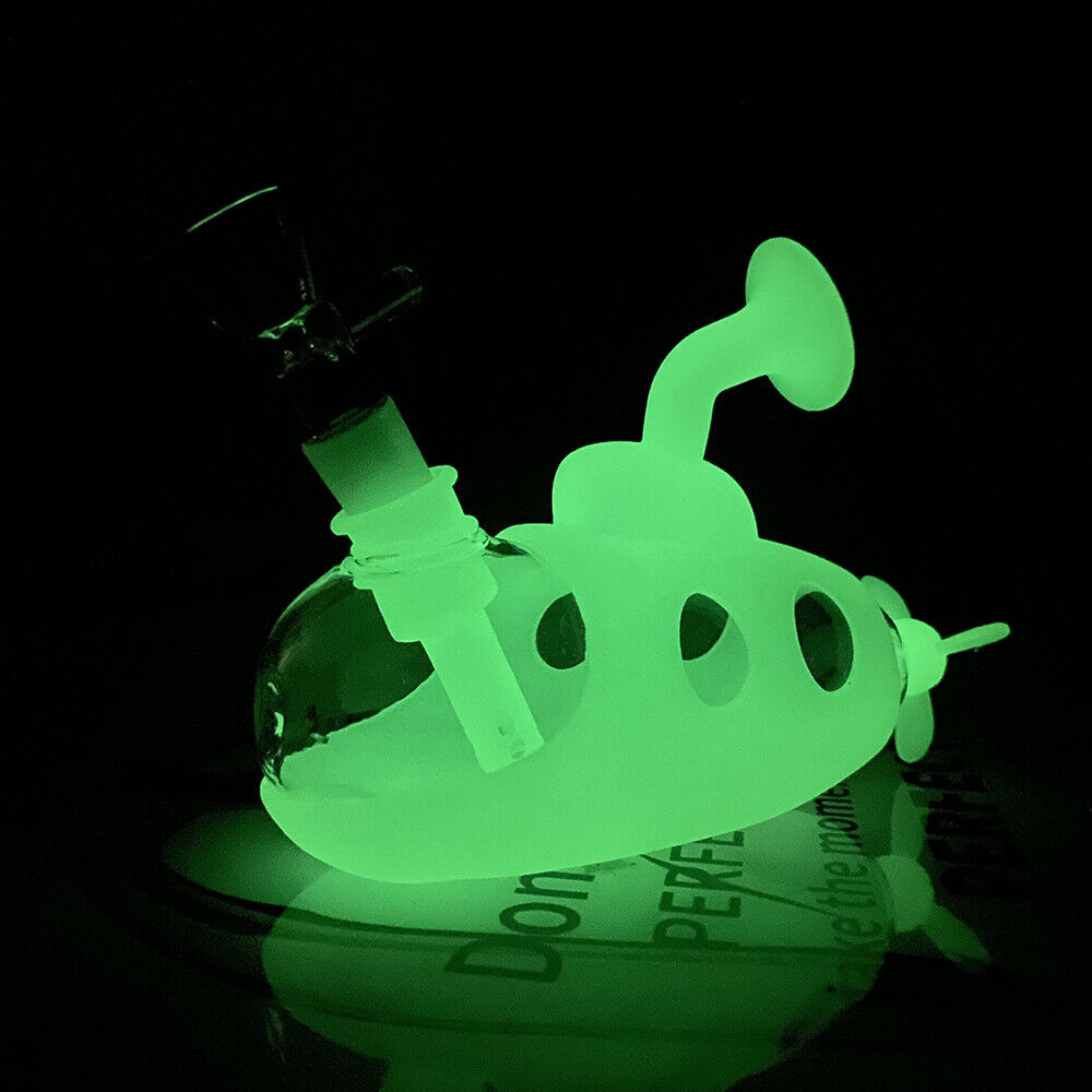 4.9inch Glow in the Dark Water Pipe Bong Hookah Submarine Bubbler W/ Glass Bowl