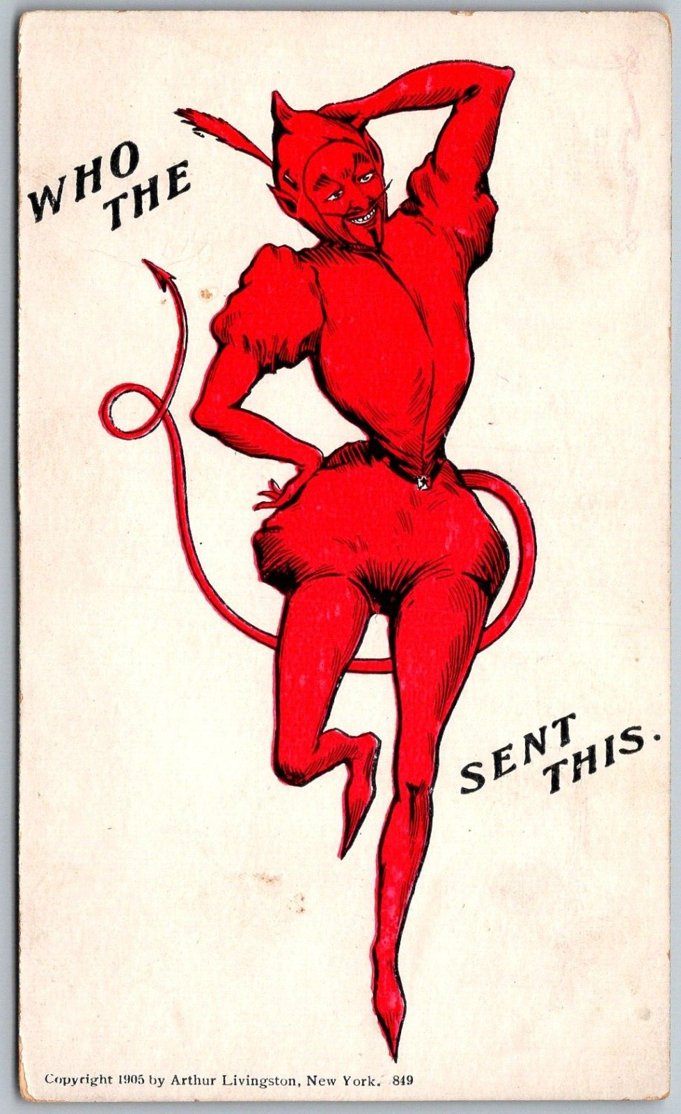 DEVIL Who The Devil Sent This 1905 Postcard by Arthur Livingston