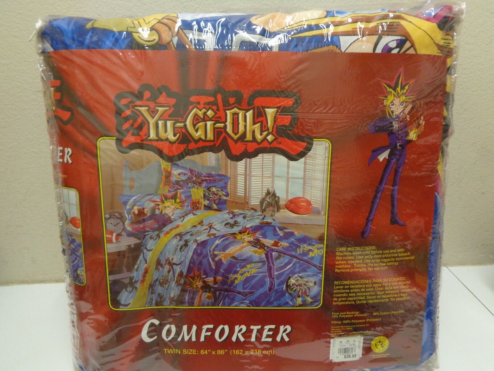 VINTAGE Yu-Gi-Oh 1996 Twin Comforter 86x64 Anime Blanket BedSpread Kazuki