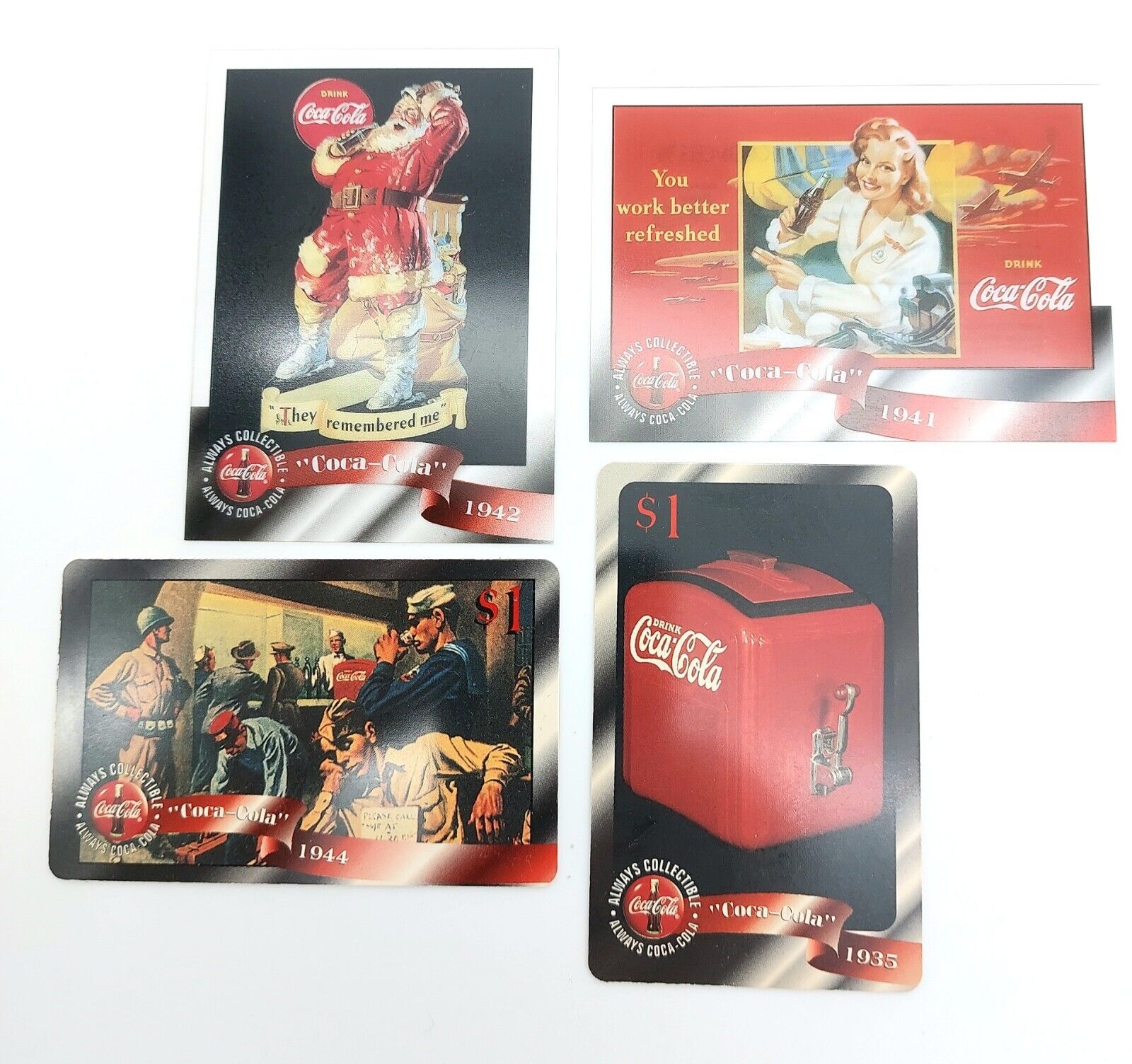 1996 Coca-Cola Sprint 4 Card Set Of Collectors Phone Cards