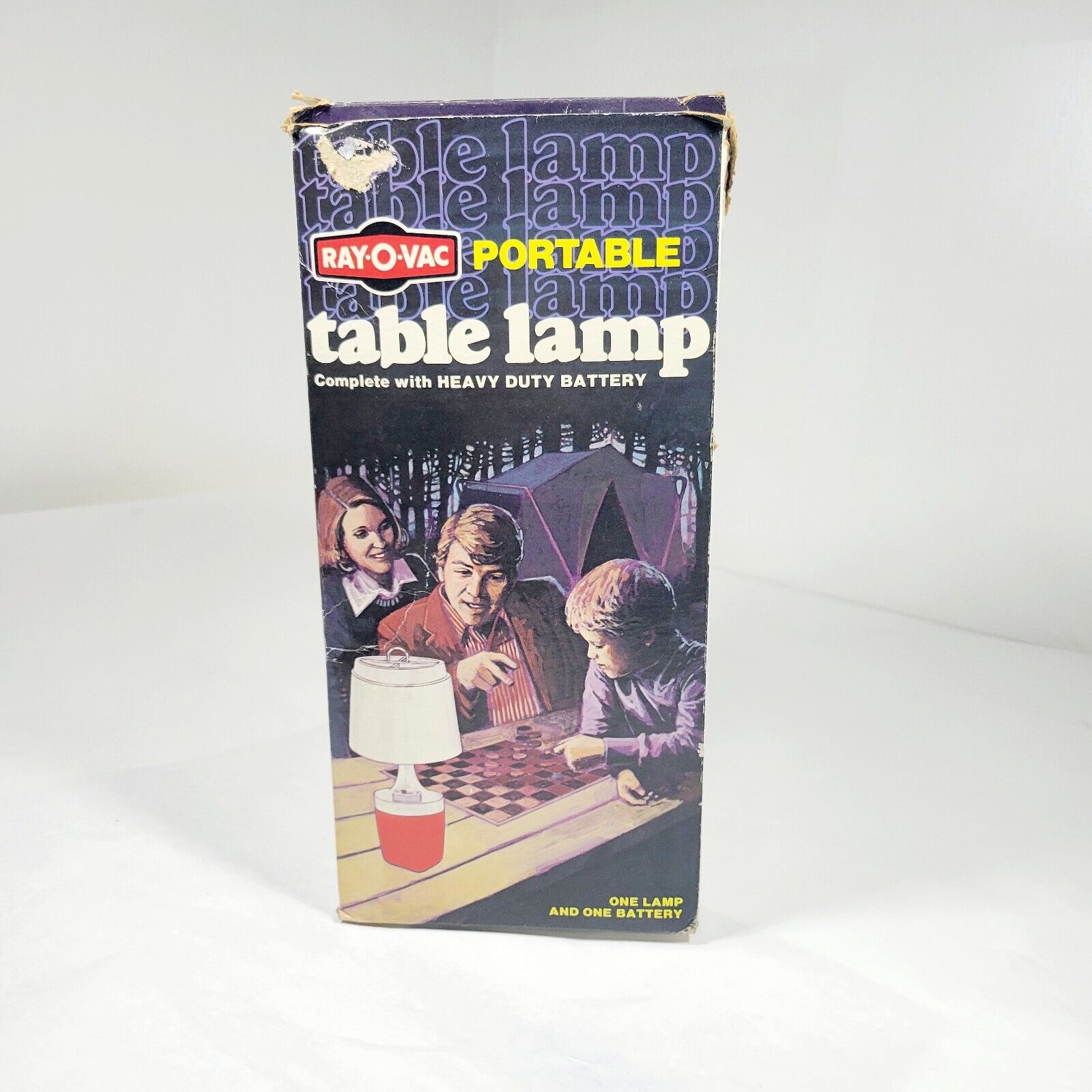 Rayovac Portable Table Lamp and Box and orange VINTAGE original box