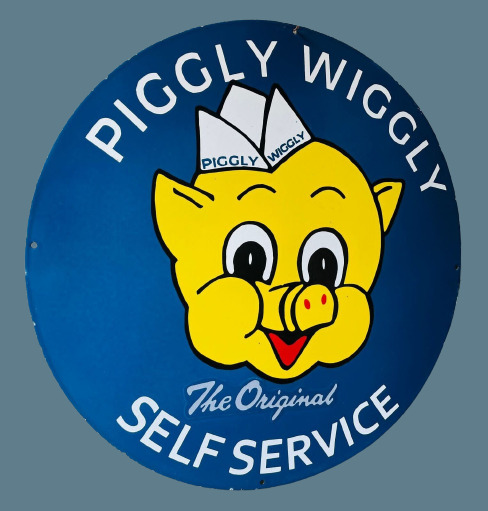 Porcelain Piggly Wiggly Enamel Metal Sign Size 30\