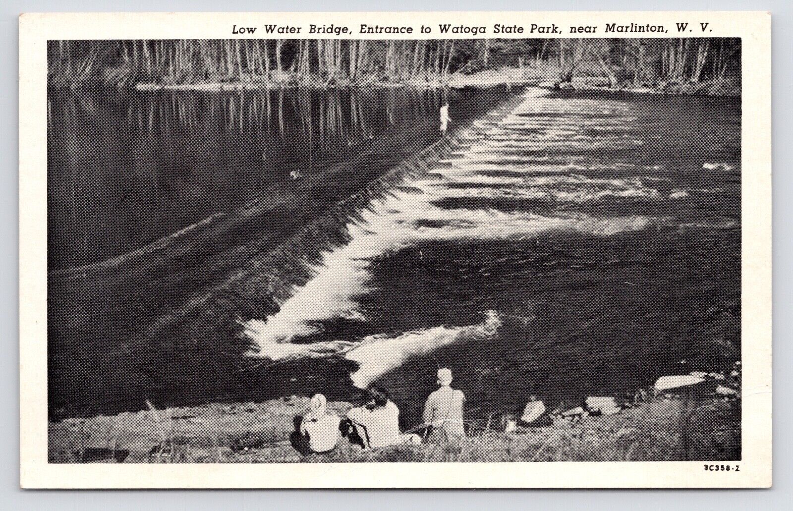 c1940s Watoga State Park Entrance Low Bridge Marlinton West Virginia WV Postcard