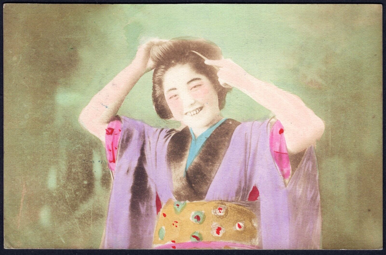 Japan 1912 Picture Postcard Geisha Woman YOKOHAMA roman letter cxl to Germany