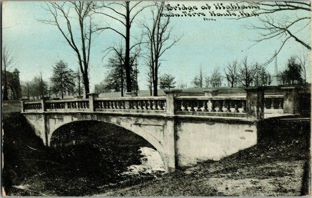 1912. TERRE HAUTE, IND. BRIDGE AT HIGHLAND. POSTCARD DB27