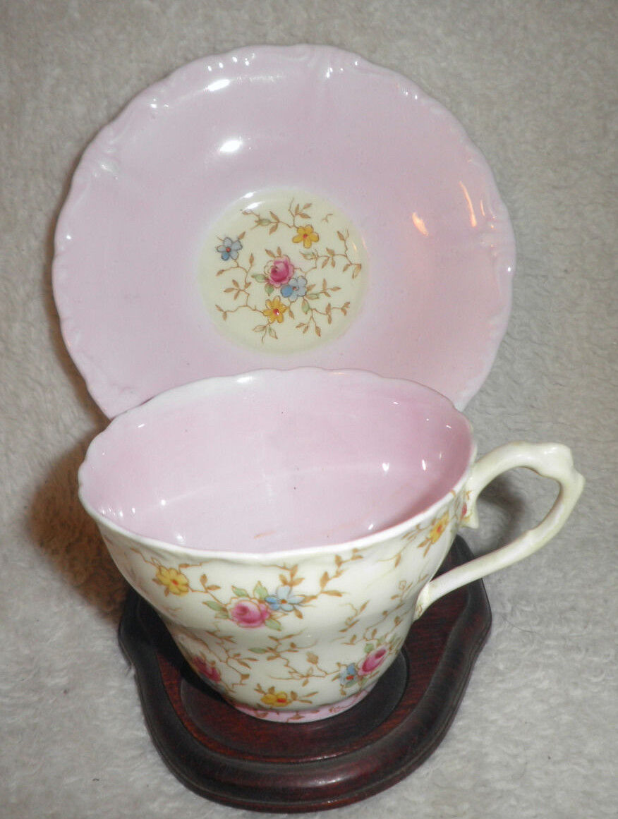 STUNNING  PARAGON BY APPOINTMENT CUP AND SAUCER PINK CHINTZ  ENGLAND